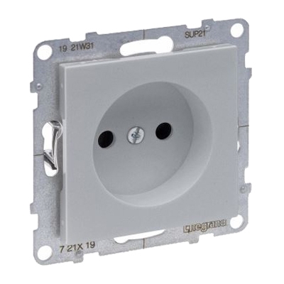 Розетка 2К со шторками - Suno - алюминий