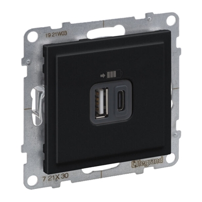 Розетка USB Type A+C 3A 15W - Suno - антрацит