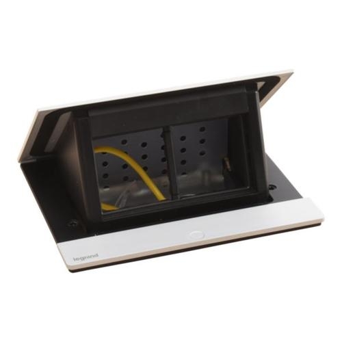 Выдвижной розеточный блок - 4 модуля - алюминий