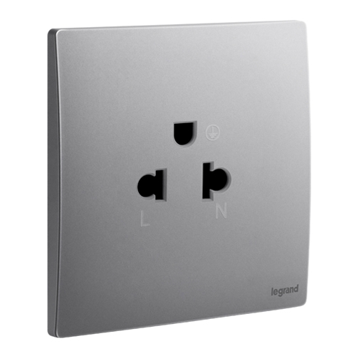 Розетка 2P+E Euro-US стандарт - Mallia - Dark Silver