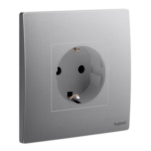 Розетка 2P+E - Mallia - Dark Silver