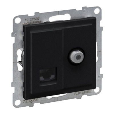 Розетка TV-F с RJ45 6 UTP - Suno - антрацит