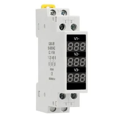 Цифровой вольтметр трехфазный NV-3P на DIN-рейку - GEYA