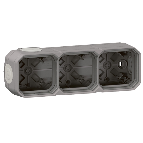 Коробка 3 поста, горизонтальная - Plexo IP55 - серый