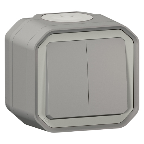 Переключатель двухклавишный - Plexo IP55 - серый