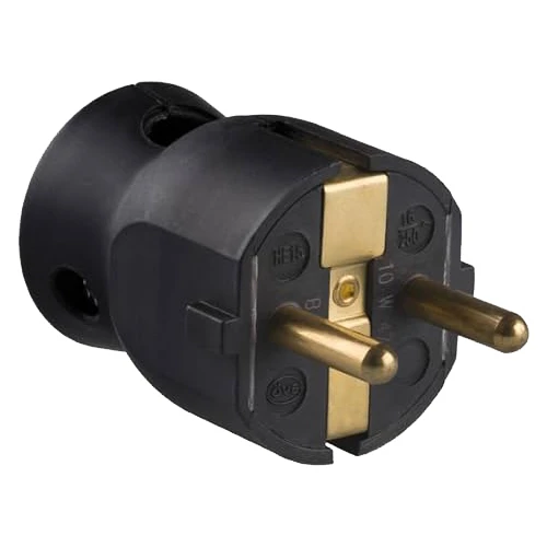 Вилка 2К+3 - серия Элиум - 16 А - пластик - нижний ввод - черный