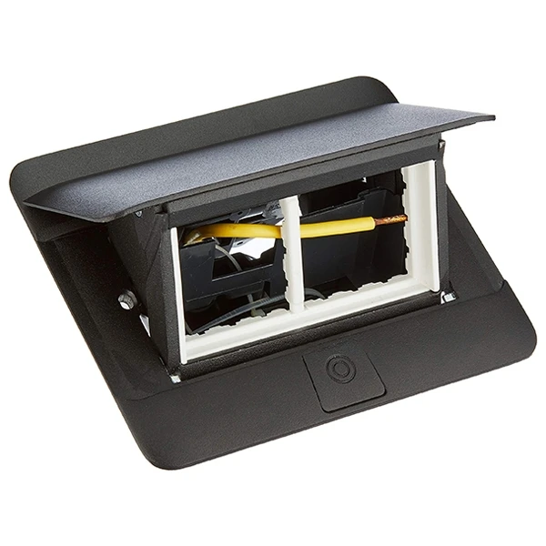 Выдвижной розеточный блок - 4 модуля - черный