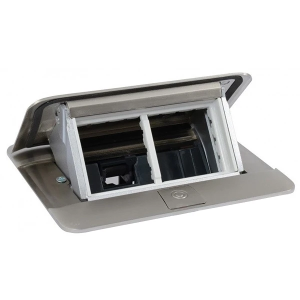 Выдвижной розеточный блок - 4 модуля - нержавеющая сталь