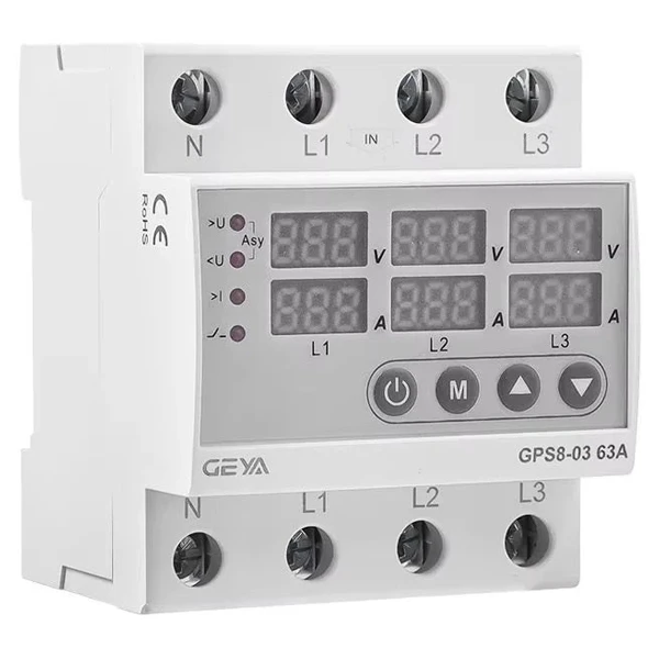 Реле напряжения с LED дисплеем 63A - GEYA
