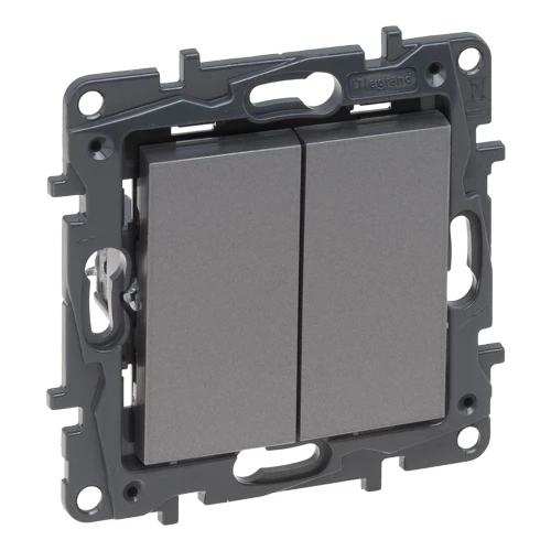 Переключатель двухклавишный - Niloe Step - сталь