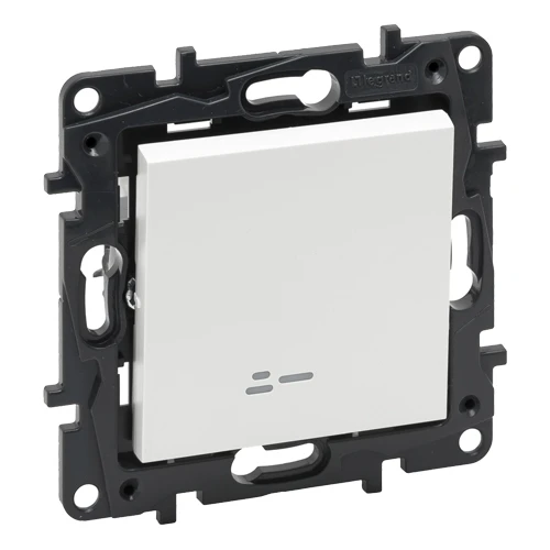 Выключатель одноклавишный с подсветкой - Niloe Step - белый