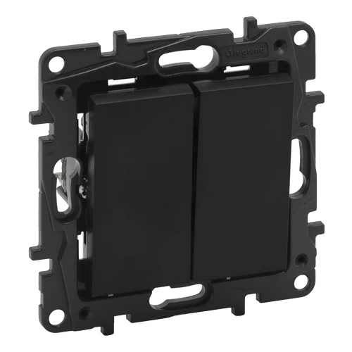 Выключатель двухклавишный - Niloe Step - чёрный