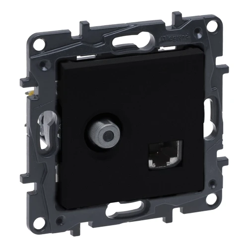 Розетка TV-F с RJ45 6 UTP - Niloe Step - чёрный