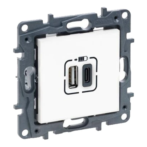 Розетка 2xUSB A+C 12/15Вт 5В 3000мА - Niloe Step - белый