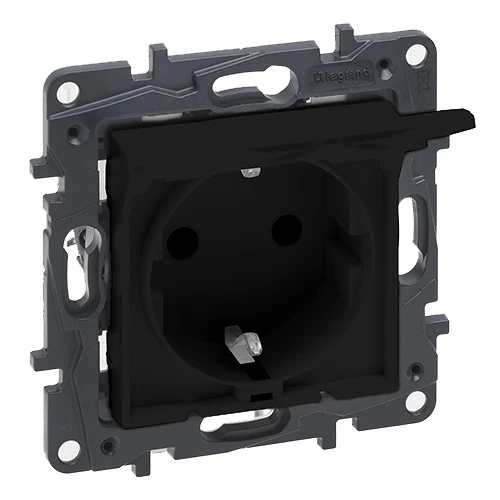 Розетка с откидной крышкой IP44 - Niloe Step - чёрный
