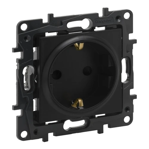 Розетка 2К+3 со шторками - Niloe Step - чёрный