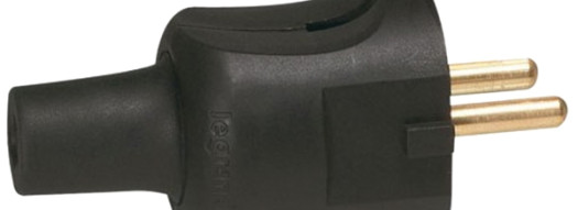 Вилка 2К - серия Элиум - 16 А резина - прямой ввод - черный