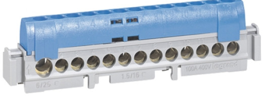 Клеммная колодка IP2X 113 мм - нейтраль - синий