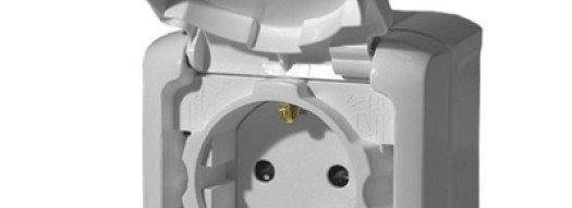 Розетка 2К+З с защитными шторками IP44 - Forix - серый