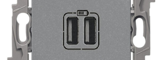 Двойная розетка USB 240В/5В 2400мА - Etika - алюминий