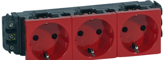 Розетка 3x2К+3 - 3x2 модуля - Mosaic - красный