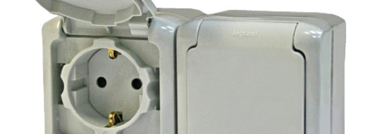 Розетка 2х2К+З IP44 - Forix - серый