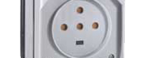 Розетка 3К+Н+З с крышкой и шторками 20A - Plexo IP66 - серый