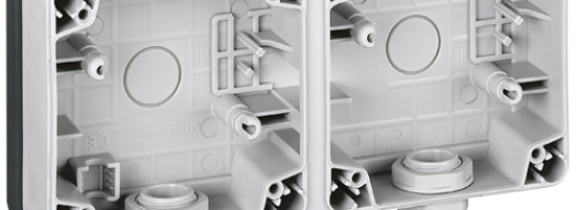 Монтажная коробка горизонтальная - 2 поста - Plexo IP66 - серый