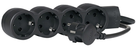 Многорозеточный блок ''Стандарт'' 4 x 2К+З - с кабелем длиной 1,5 м - черный