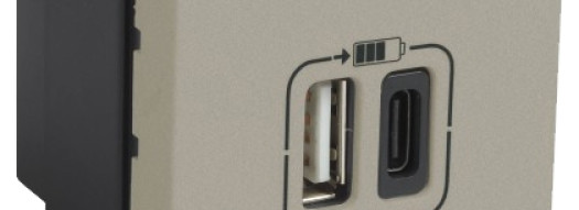 Двойная розетка USB A+C тип 3A - 2 модуля - Arteor - Champagne