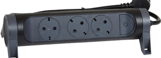 Многорозеточный блок ''Комфорт'' 3 x 2К+З - с кабелем длиной 1,5 м - черный