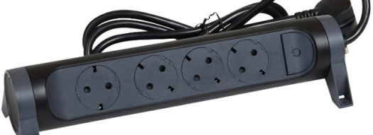 Многорозеточный блок ''Комфорт'' 4 x 2К+З - с кабелем длиной 1,5 м - черный