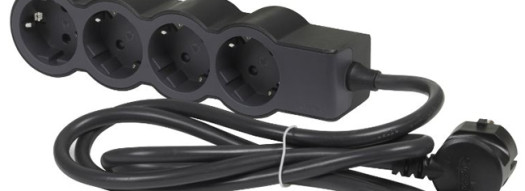 Многорозеточный блок ''Стандарт'' 4 x 2К+З - с кабелем длиной 5 м - черный