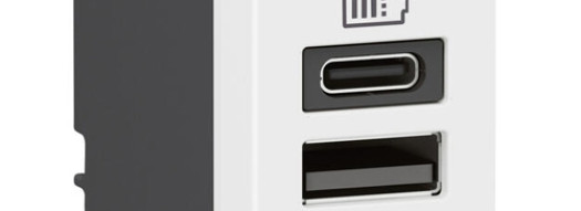 Розетка USB A+C-тип 3A - 1 модуль - Mosaic - белый