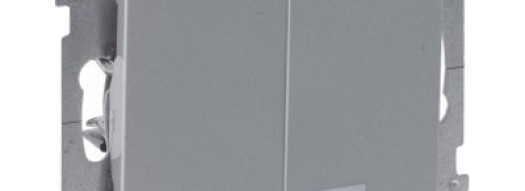 Выключатель двухклавишный с подсветкой/индикацией - Suno - алюминий