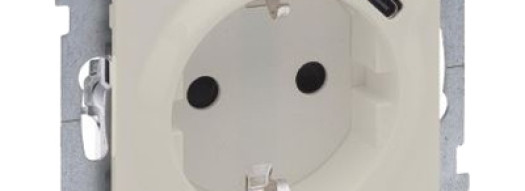 Розетка 2К+З с USB Type-C - Suno - слоновая кость