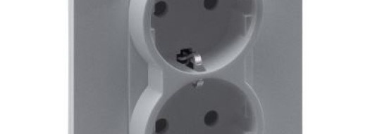 Розетка 2x2К+З со шторками - Suno - алюминий