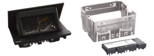 Выдвижной розеточный блок - 4 модуля - черный