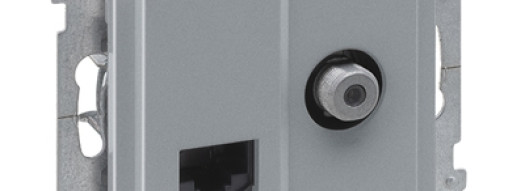 Розетка TV-F с RJ45 6 UTP - Suno - алюминий