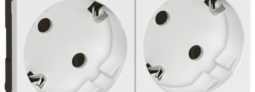 Розетка 2x2К+3 45° - 2x2 модуля - Mosaic - белый