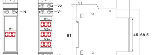 Цифровой вольтметр однофазный NV-1P на DIN-рейку - GEYA