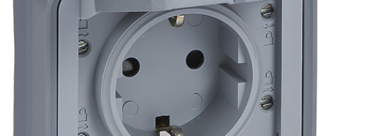 Розетка 2К+З с винтовыми зажимами - Plexo IP55 - серый