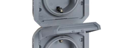 Розетка 2x2К+З вертикальная, немецкий стандарт - Plexo IP55 - серый