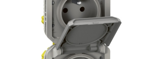 Розетка 2x2К+З вертикальная, французский стандарт - Plexo IP55 - серый